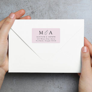 Étiquette Modern Elegant Lavender Monogramme Adresse de reto