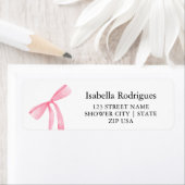Étiquette Modern Elegant Pink Bow Return Address (En situation)