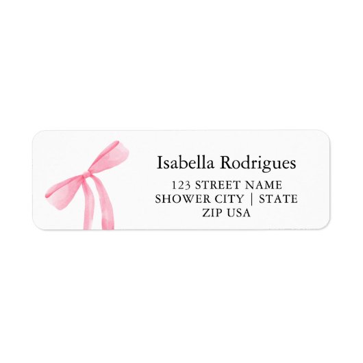 Étiquette Modern Elegant Pink Bow Return Address (Devant)