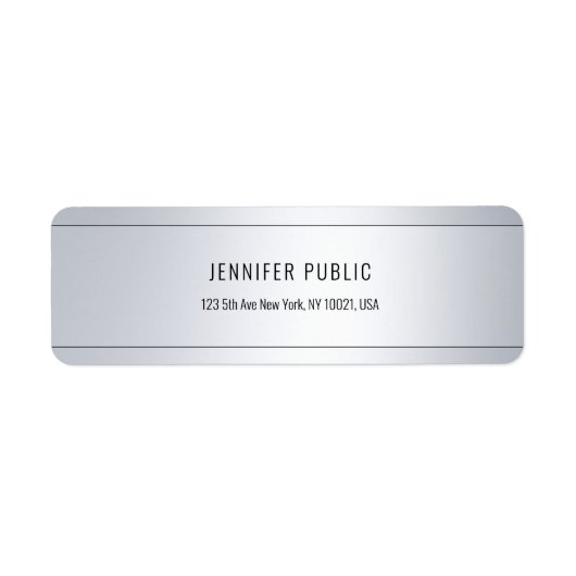 Étiquette Modern Elegor Silver Adresse de retour (Devant)