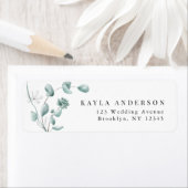 Étiquette Modern Eucalyptus Greenery Mariage Adresse de reto (En situation)