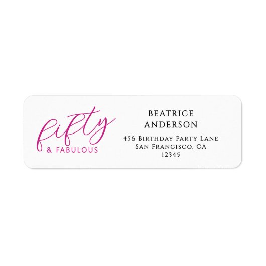 Étiquette Modern Fifty and Fabulous 50th Birthday Party (Devant)