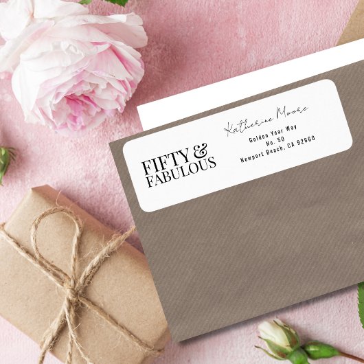 Étiquette Modern Fifty and Fabulous Bold 50th Birthday Party