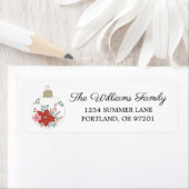Étiquette  Modern Floral Christmas Ornament Return Address (En situation)