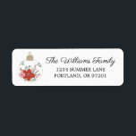 Étiquette  Modern Floral Christmas Ornament Return Address<br><div class="desc">Modern floral Christmas ornament return address labels. Matching Christmas cards available.</div>