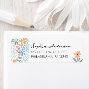 Étiquette Modern Floral Girl Baby shower retour adresse