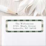 Étiquette Modern Forest Green Plaid Christmas Adresse de ret<br><div class="desc">Forêt moderne Vert Plaid Rustique Noël Vacances Retour Adresse Étiquettes</div>