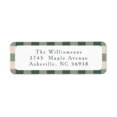 Étiquette Modern Forest Green Plaid Christmas Adresse de ret (Devant)