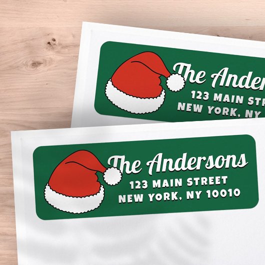 Étiquette Modern Funny Cute Santa Hats Adresse de retour per