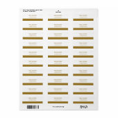 Étiquette Modern Gold Bar Return Address Labels (Feuille entière)