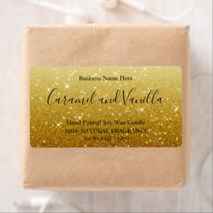 Étiquette Modern  Gold Glitter Candles Label