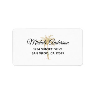 Étiquette Modern Gold Palm Tree Wedding RSVP Adresse de reto