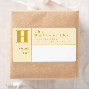 Étiquette Modern Gold & White Bold Block Return Address