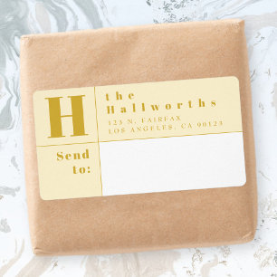 Étiquette Modern Gold & White Bold Block Return Address