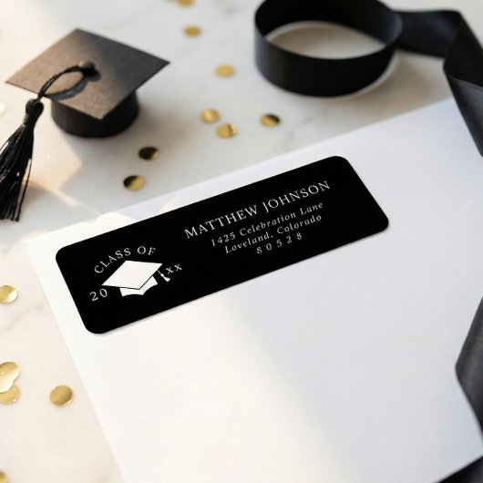 Étiquette Modern Graduation Return Address