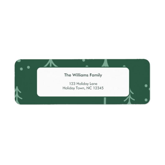 Étiquette Modern Green Winter Tree Holiday Return (Devant)