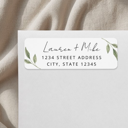 Étiquette Modern Greenery Wedding Return Address Labels