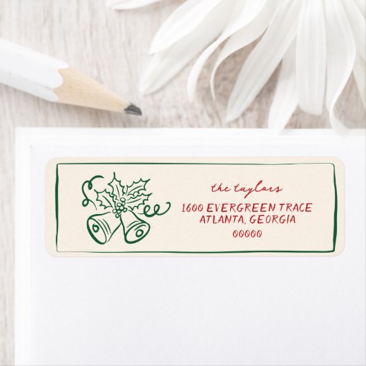 Étiquette Modern Hand Drawn Holiday Return Address Label (En situation)
