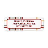 Étiquette Modern Holiday Red Green Gold Plaid Adresse de ret (Devant)