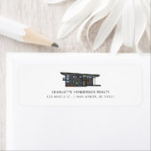 Étiquette Modern Mid Century Accueil Adresse Retournée (En situation)