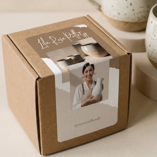 Étiquette Modern Minimal Pottery Ceramic Business Box Wrap