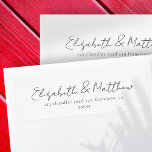 Étiquette Modern Minimalist Chic Wedding Return Address<br><div class="desc">Composed of serif and playful cursive script typography. All against a backdrop of pure white. These elements are simple,  modern,  minimalist and light. 

This is designed by White Paper Birch Co. exclusive for Zazzle.

Available here:
http://www.zazzle.com/whitepaperbirch</div>