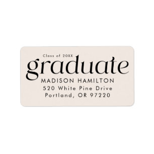 Étiquette Modern Minimalist Cream Graduation Adresse de reto