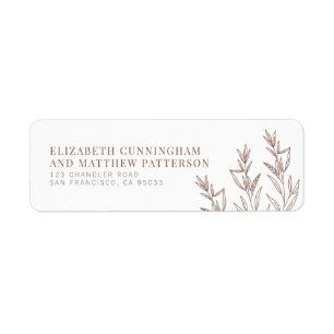 Étiquette Modern + Minimalist Foliing Mariage Adresse de ret