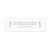 Étiquette Modern + Minimalist Foliing Mariage Adresse de ret (Devant)