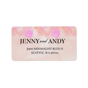 Étiquette Modern Minimalist Pink Watercolor Wedding Address