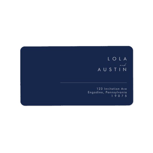 Étiquette Modern Navy Blue Silver Wedding Adresse RSVP (Devant)