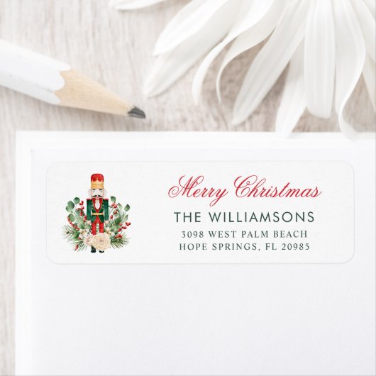 Étiquette Modern Nutcracker Merry Christmas Return Address (En situation)
