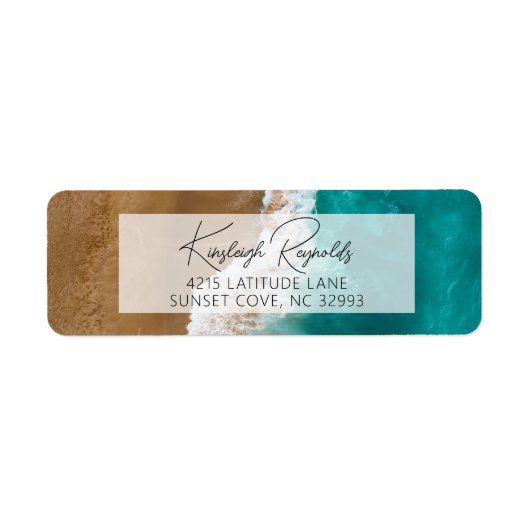 Étiquette Modern Ocean Beach Classy Script Retourne Adresse (Devant)