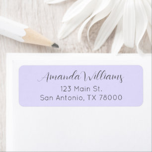 Étiquette Modern Pastel Purple Script Adresse de retour