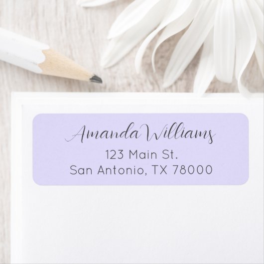 Étiquette Modern Pastel Purple Script Adresse de retour (En situation)