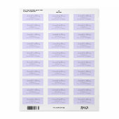 Étiquette Modern Pastel Purple Script Adresse de retour (Feuille entière)