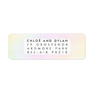 Étiquette Modern Pastel Wavy Guilloché Adresse de retour