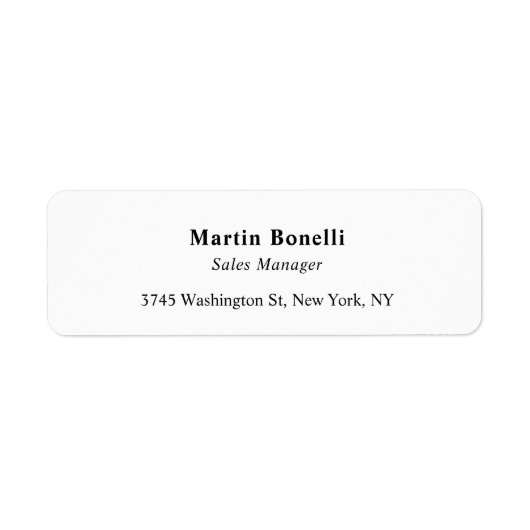 Étiquette Modern Professional Plain Black & White Classical (Devant)