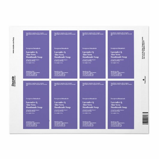 Étiquette Modern Purple Soap Packaging Label (Feuille entière)
