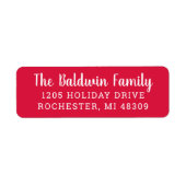 Étiquette Modern Red Holiday Adresse de retour (Devant)