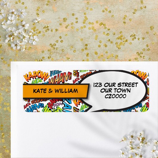 Étiquette Modern Retro Superhero Comic Book Retour Adresse