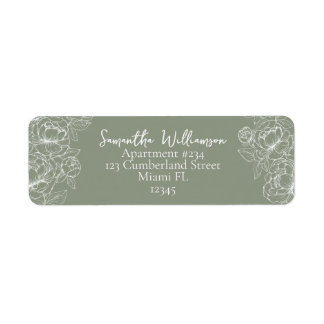 Étiquette Modern Sage Green Classic Mariage Adresse de retou