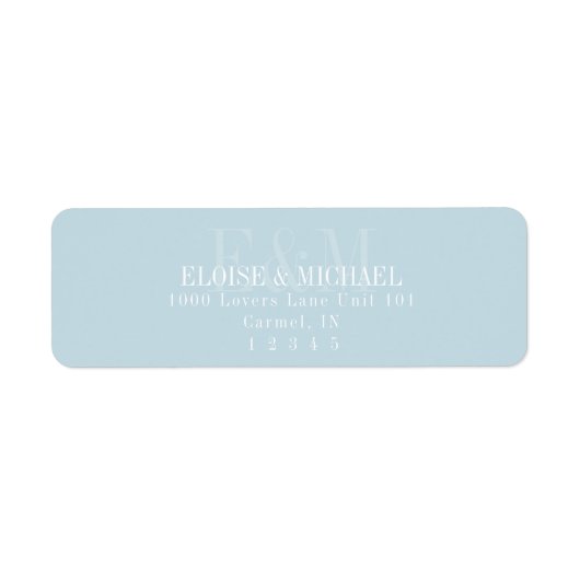 Étiquette Modern Script Blue Citrus Monogram Wedding (Devant)