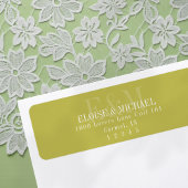 Étiquette Modern Script Chartreuse Citrus Monogram Wedding