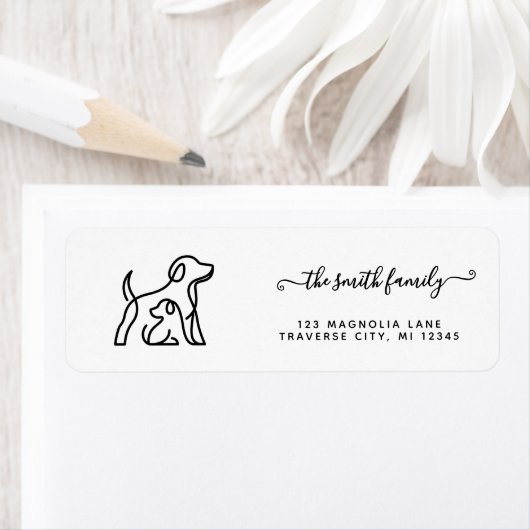 Étiquette  Modern Script dog silhouette return address  (En situation)