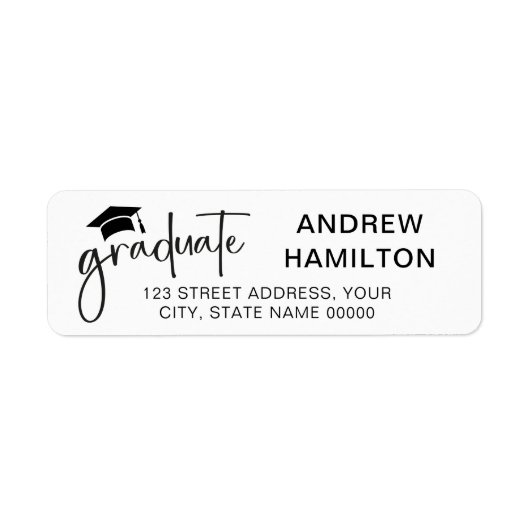 Étiquette Modern Script Graduate Graduate Diplôme Adresse ch (Devant)