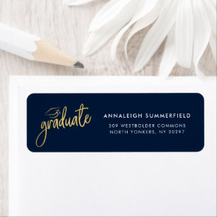 Étiquette Modern Script Graduation 2025 Return Adresse