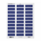 Étiquette Modern Script Nom de l'équipage Marine Blue Adress (Feuille entière)