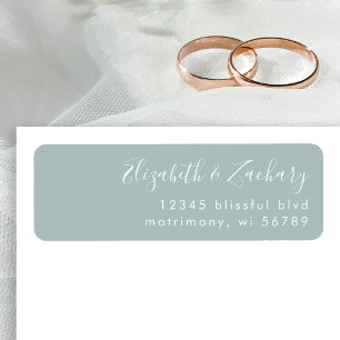 Étiquette Modern Script Sea Glass Wedding Return Address