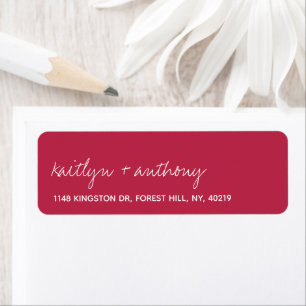 Étiquette Modern Script Viva Magenta Minimalistic Wedding